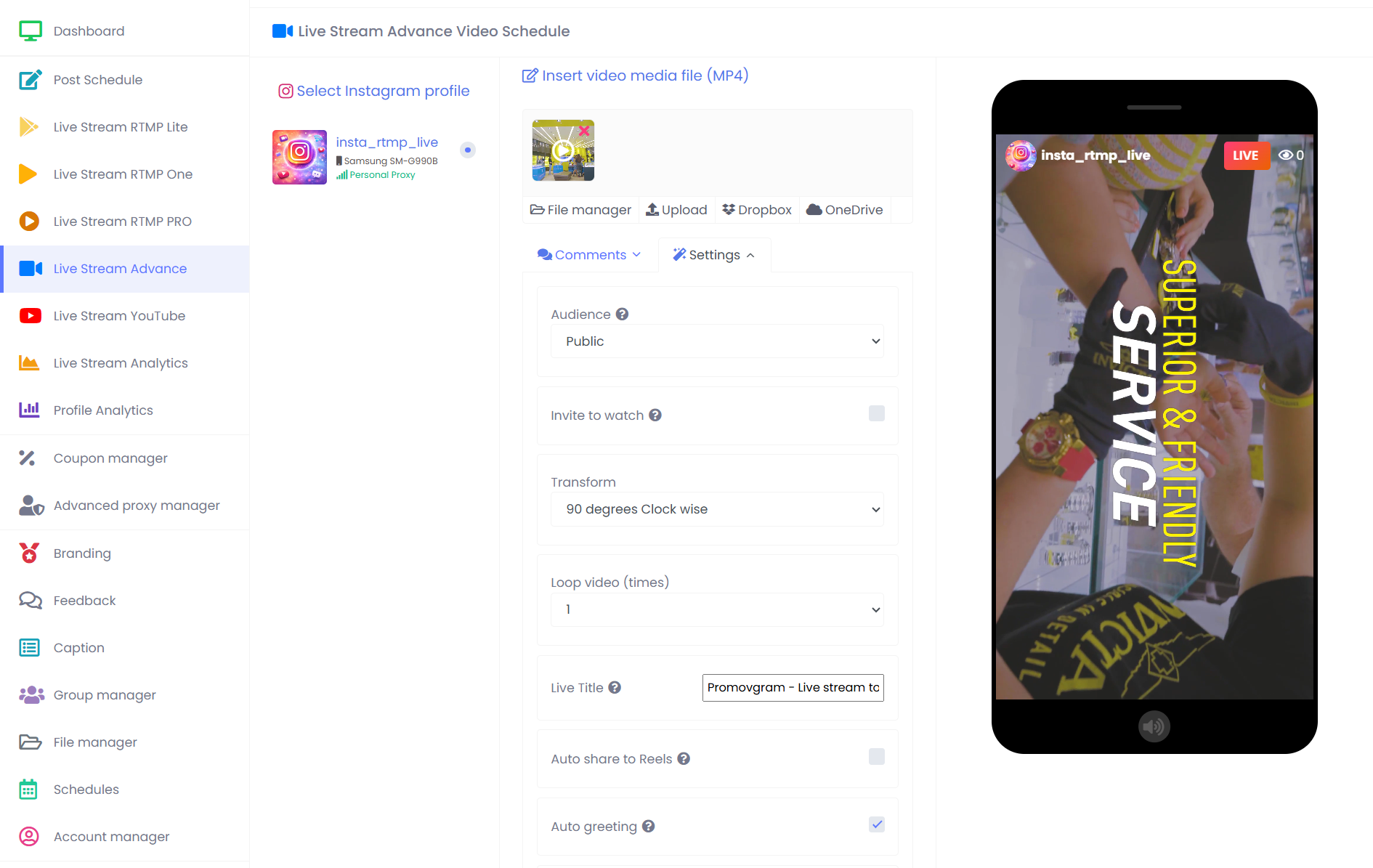 How to live stream a pre-recorded video on Instagram